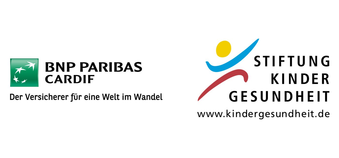 Logos von BNP Paribas Cardif - Der Versicherer für eine Welt im Wandel und Stiftung Kindergesundheit