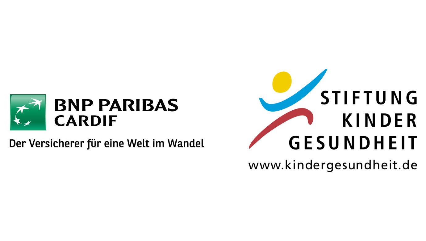 Logos von BNP Paribas Cardif - Der Versicherer für eine Welt im Wandel und Stiftung Kindergesundheit