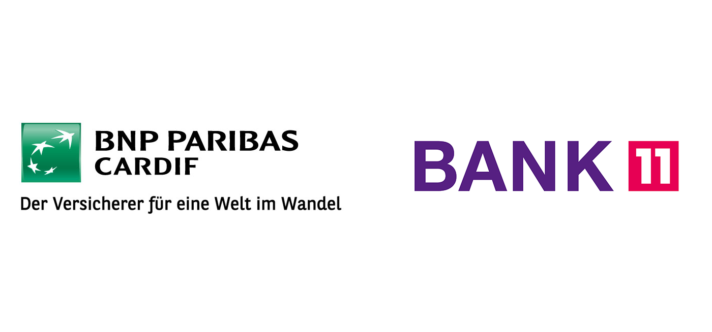 Logos von BNP Paribas Cardif - Der Versicherer für eine Welt im Wandel und Bank11