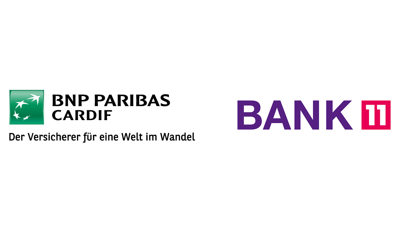 Logos von BNP Paribas Cardif - Der Versicherer für eine Welt im Wandel und Bank11