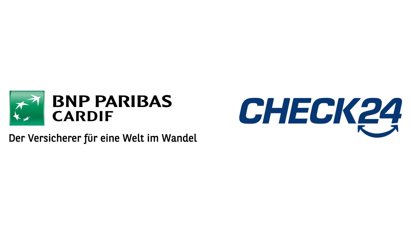 Logos von BNP Paribas Cardif - Der Versicherer für eine Welt im Wandel und Check24